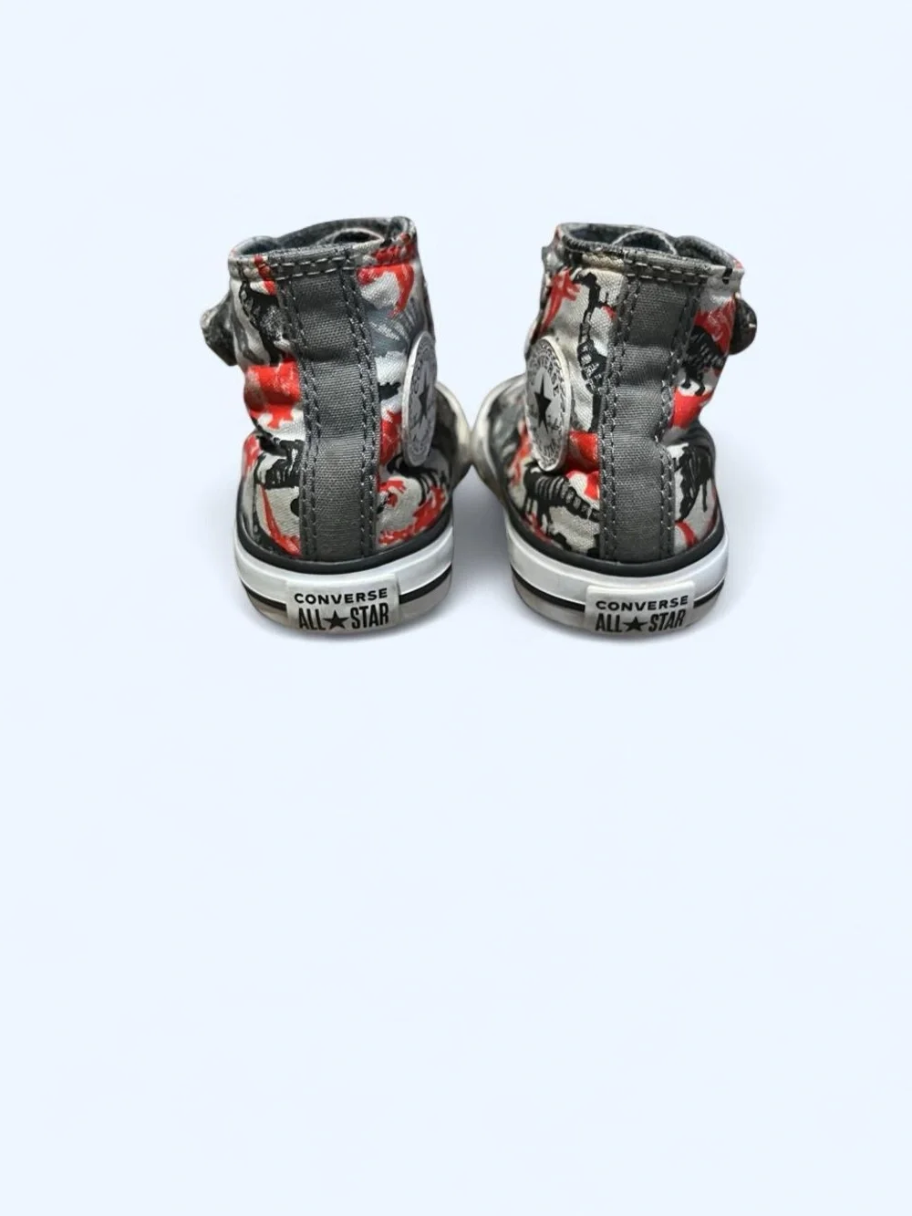 Converse Kids' High-Top Sneakers in Gray & Red Dino Camo